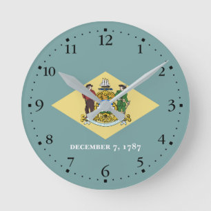 Delaware State Flag Round Clock