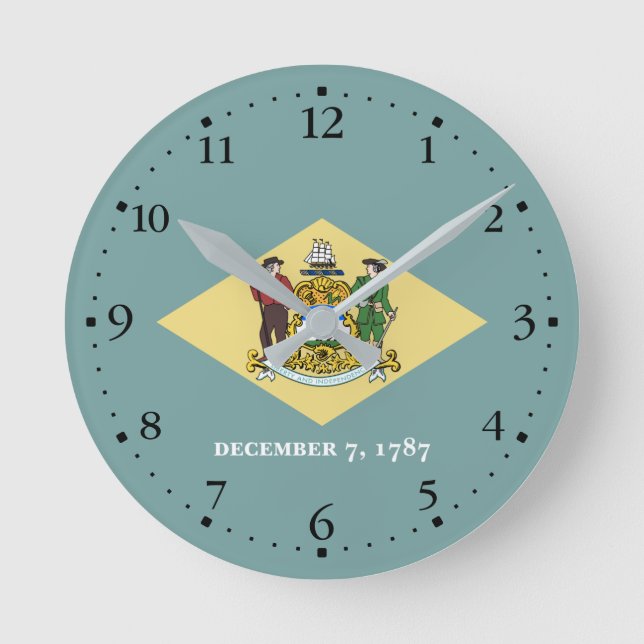 Delaware State Flag Round Clock (Front)