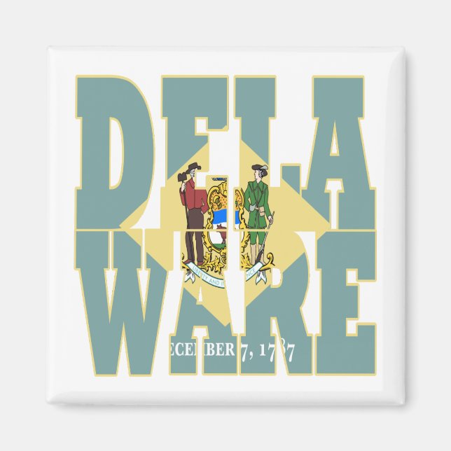 Delaware state flag text magnet (Front)