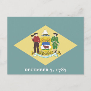Delaware State Flag The First State Coat of Arms Postcard