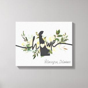 Delaware State Personalised Your Home City Rustic Canvas Print