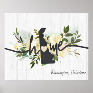 Delaware State Personalised Your Home City Rustic Poster