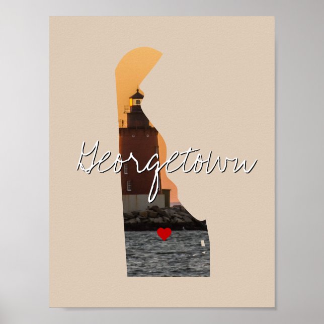 Delaware State Photo insert and town name Poster (Front)