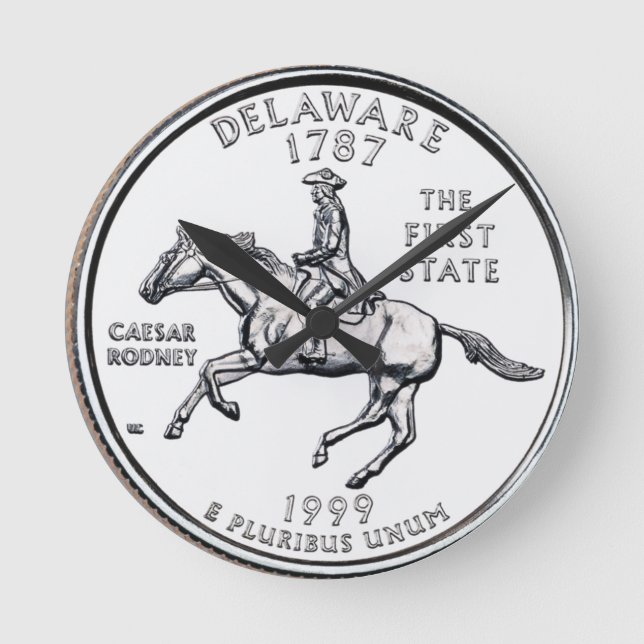 Delaware State Quarter Round Clock (Front)