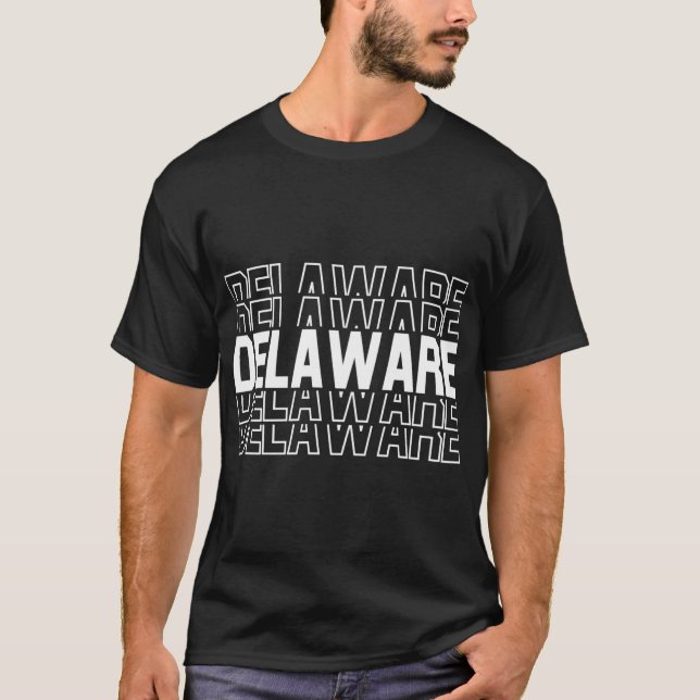 Delaware State Repeated Text Oversized T-Shirt (Front)