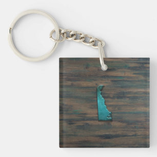 Delaware State Shape Teal Key Ring