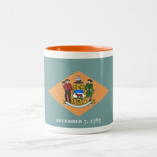 Delaware The Diamond US State Flag Two-Tone Coffee Mug (Center)