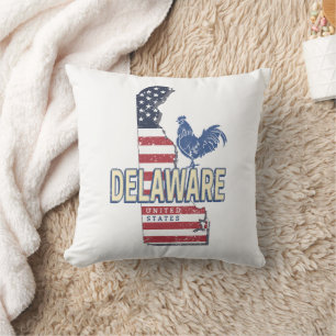 Delaware United States Retro State Map Vintage USA Cushion