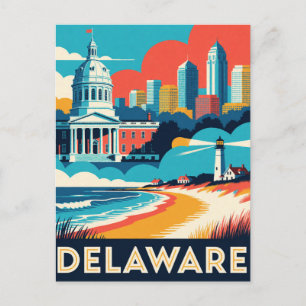 Delaware USA Atlantic Beaches Colonial History 🏖️ Postcard