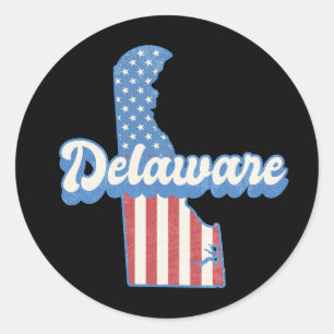 Delaware USA Map American flag Classic Round Sticker