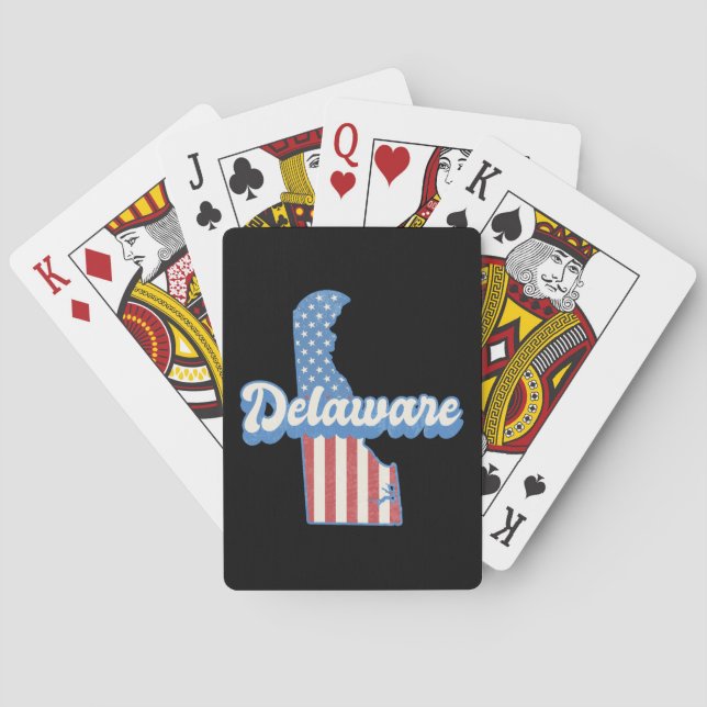 Delaware USA Map American flag Playing Cards (Back)