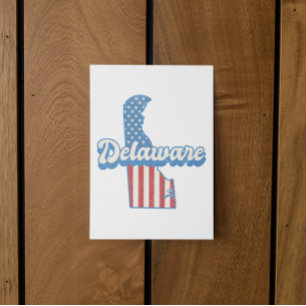 Delaware USA Map American flag Postcard