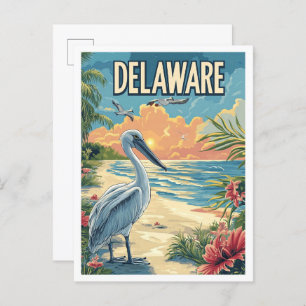 Delaware USA Vintage Illustration Travel Postcard