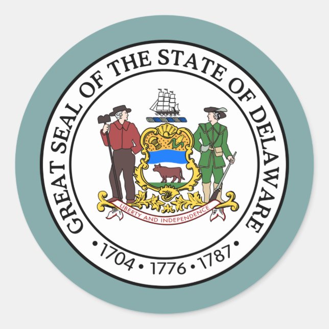 Delawarean Seal, Delaware Classic Round Sticker (Front)