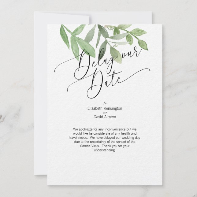 Delay our Date Card - Corona Virus card (Front)