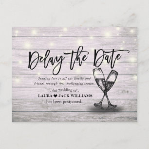 Delay the Date Wedding Postponement Change of Plan Announcement Postcard