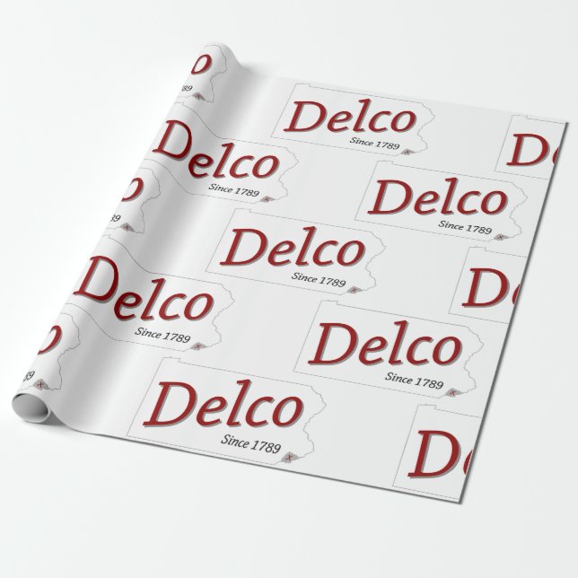 Delco since 1789 red black and grey  wrapping paper (Unrolled)