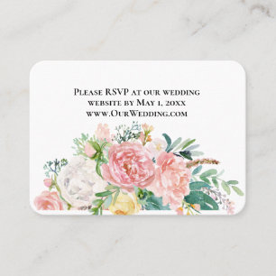 Delecate Pink Floral Wedding Website RSVP Card