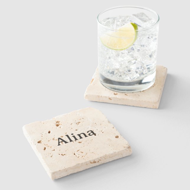 delete text add own design 4" x 4" Travertine Stone Coaster (Side)