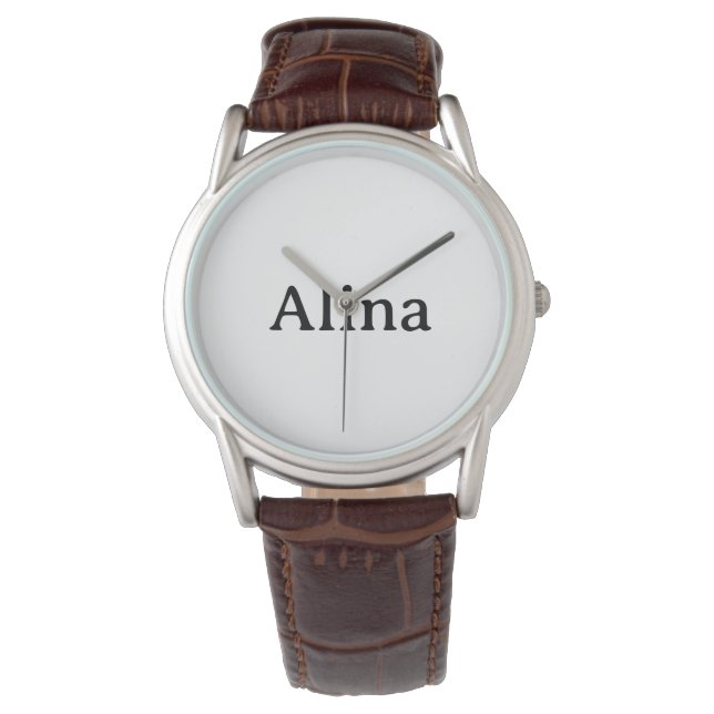 delete text Men's Classic Brown Leather Strap Watch (Front)