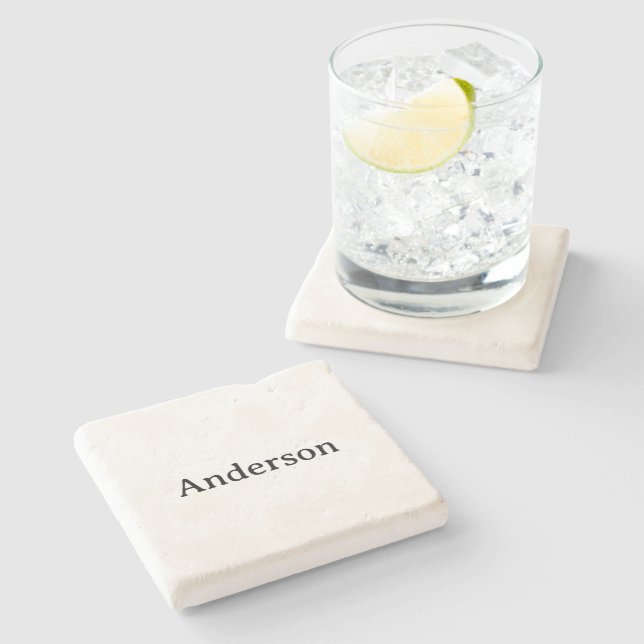 Delete Text Replace Own Design 4" x 4" Limestone Stone Coaster (Side)