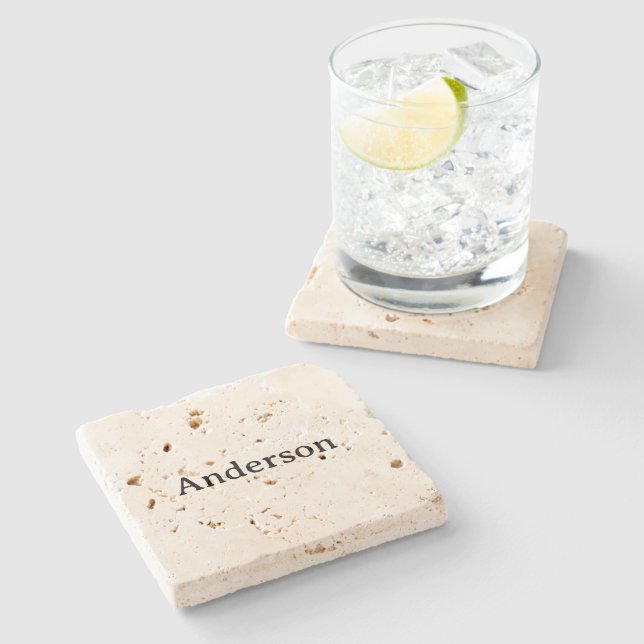 Delete Text Replace Own Design 4" x 4" Travertine Stone Coaster (Side)