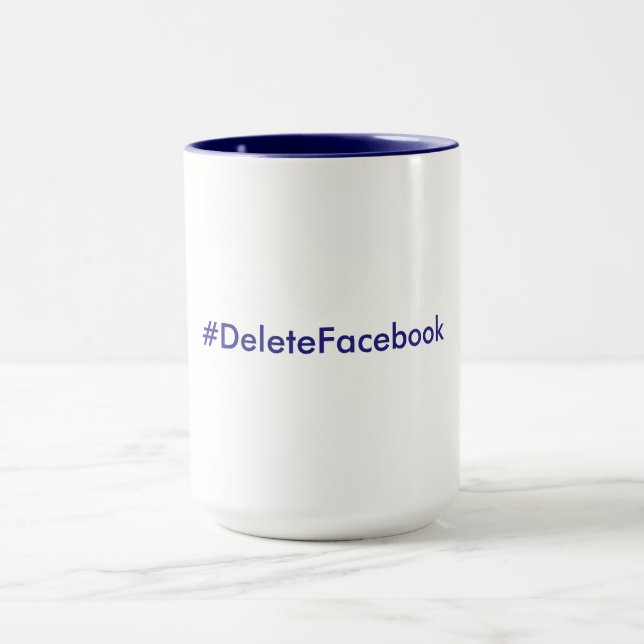 #DeleteFacebook 15 oz. Mug (Navy Blue & White) (Center)