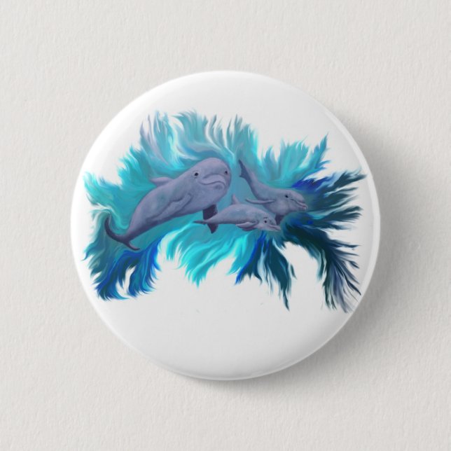 Delfin school 6 cm round badge (Front)