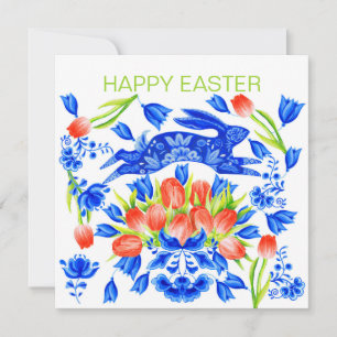 Delft and Tulips Rabbit Card