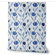 Delft Blue and White Tulip Flower Garden