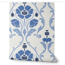 Delft Blue and White Victorian Poppy Floral