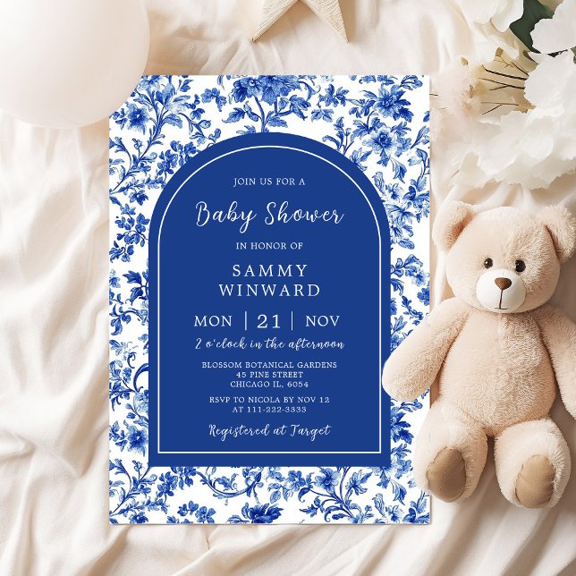 Delft Blue Antique Chinoiserie Baby Shower Invitation (Creator Uploaded)