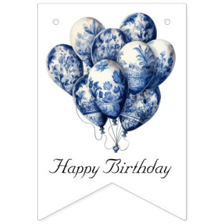 Delft Blue Balloons, customisable Bunting