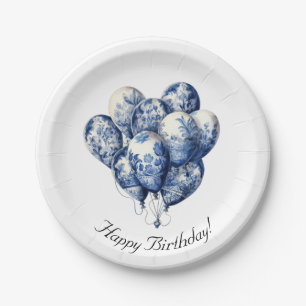 Delft Blue Balloons, customisable Paper Plate