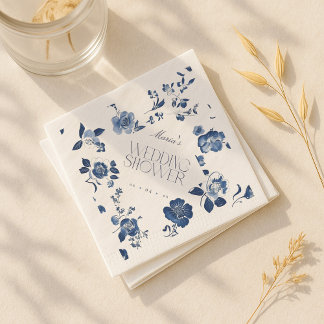 Delft Blue Bridal Shower Napkins | Toile Floral