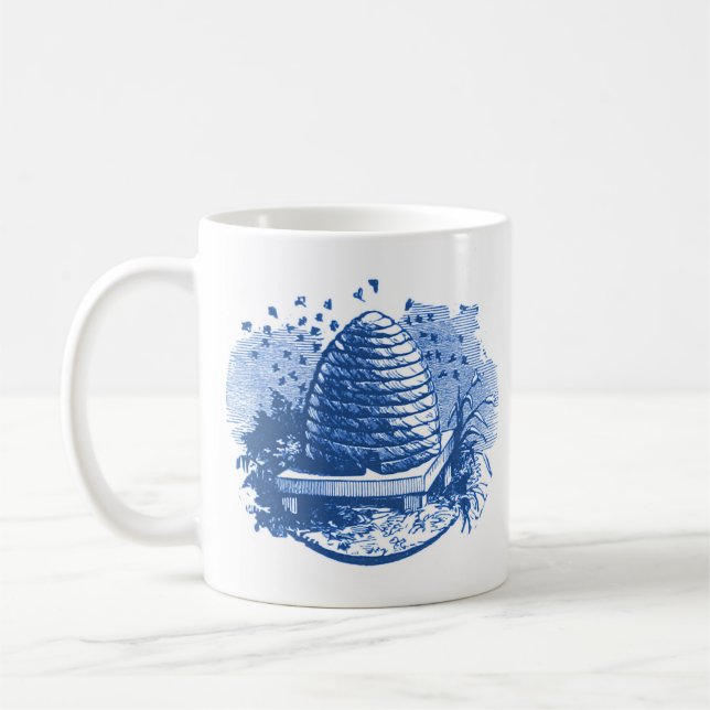 Delft Blue China Look Honeybee Hive Save The Bees  Coffee Mug (Left)