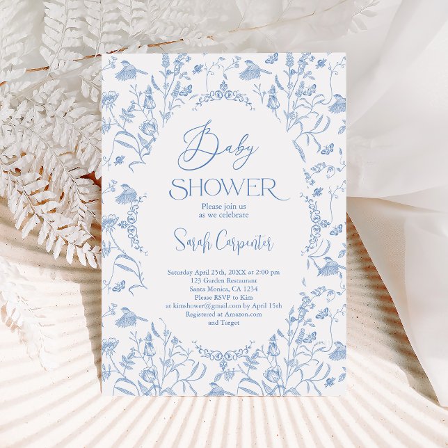 Delft Blue Chinoiserie Baby Shower Boy Invitation (Creator Uploaded)