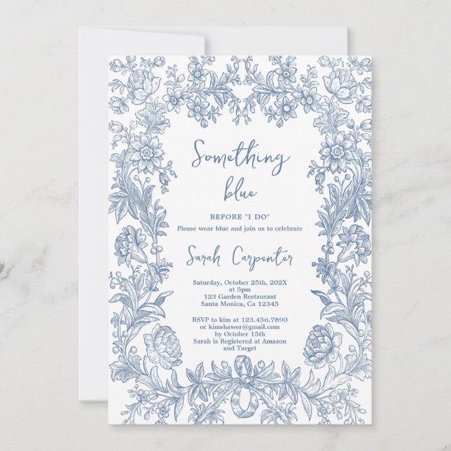 Delft Blue Chinoiserie Bridal Shower  Invitation (Front)