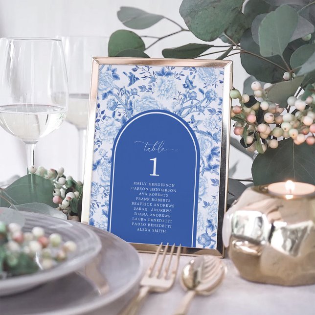 Delft Blue Chinoiserie Seating Chart Table Number (Creator Uploaded)