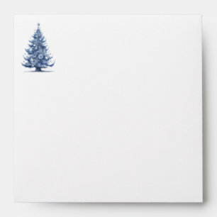 Delft Blue Christmas Tree Holiday Mail Style Envelope
