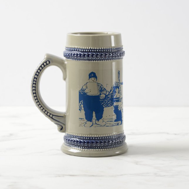 Delft Blue, Dutch Boy and Cat, Delft Blue, Dutc... Beer Stein (Left)