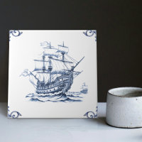 Delft Blue Dutch Style Frigate Schooner Sail Boat