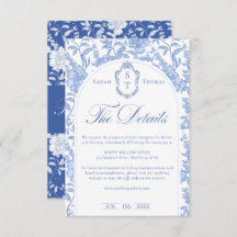 Delft Blue Floral Chinoiserie Monogram Wedding
