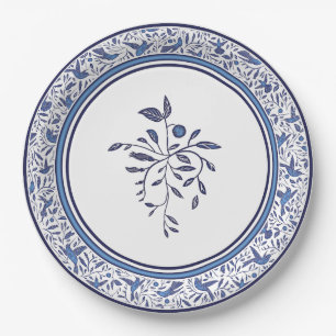 Delft Blue Humming Birds will Impress Your Guests Paper Plate