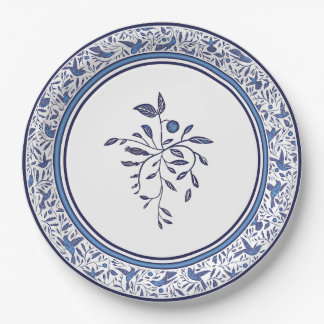 Delft Blue Humming Birds will Impress Your Guests Paper Plate