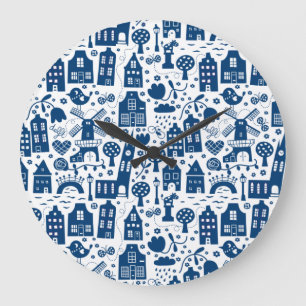 Delft Blue Large Clock