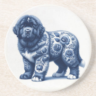 Delft Blue Newfoundland Puppy Coaster