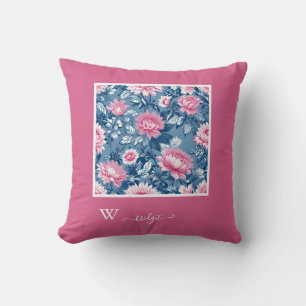 delft blue & pink French Toile Hampton Style Cushion