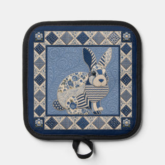 Delft Blue Rabbit Quilt Pot Holder