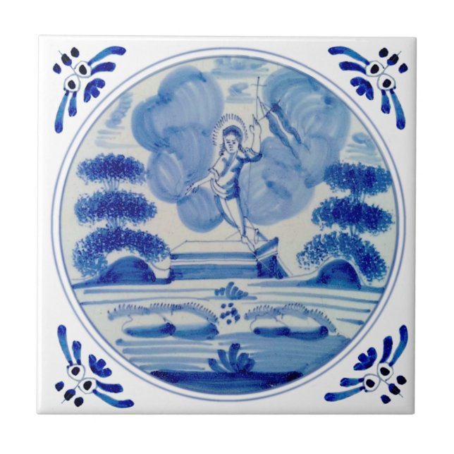 Delft Blue Resurrection of Christ c1760 Repro Tile (Front)